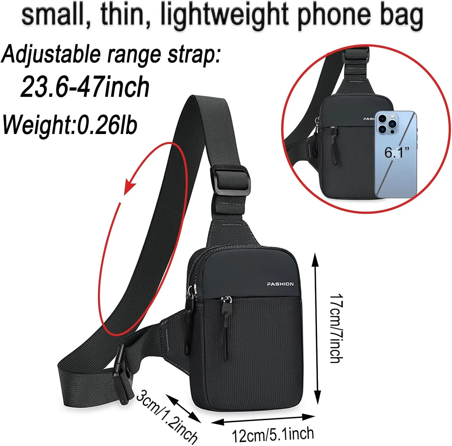 Mini Sling Bag Men Small Crossbody Bag Women Fanny Packs Casual Phone Chest Bag Waterproof Slim Personal Pocket Bag Backpack for Travel Hiking
