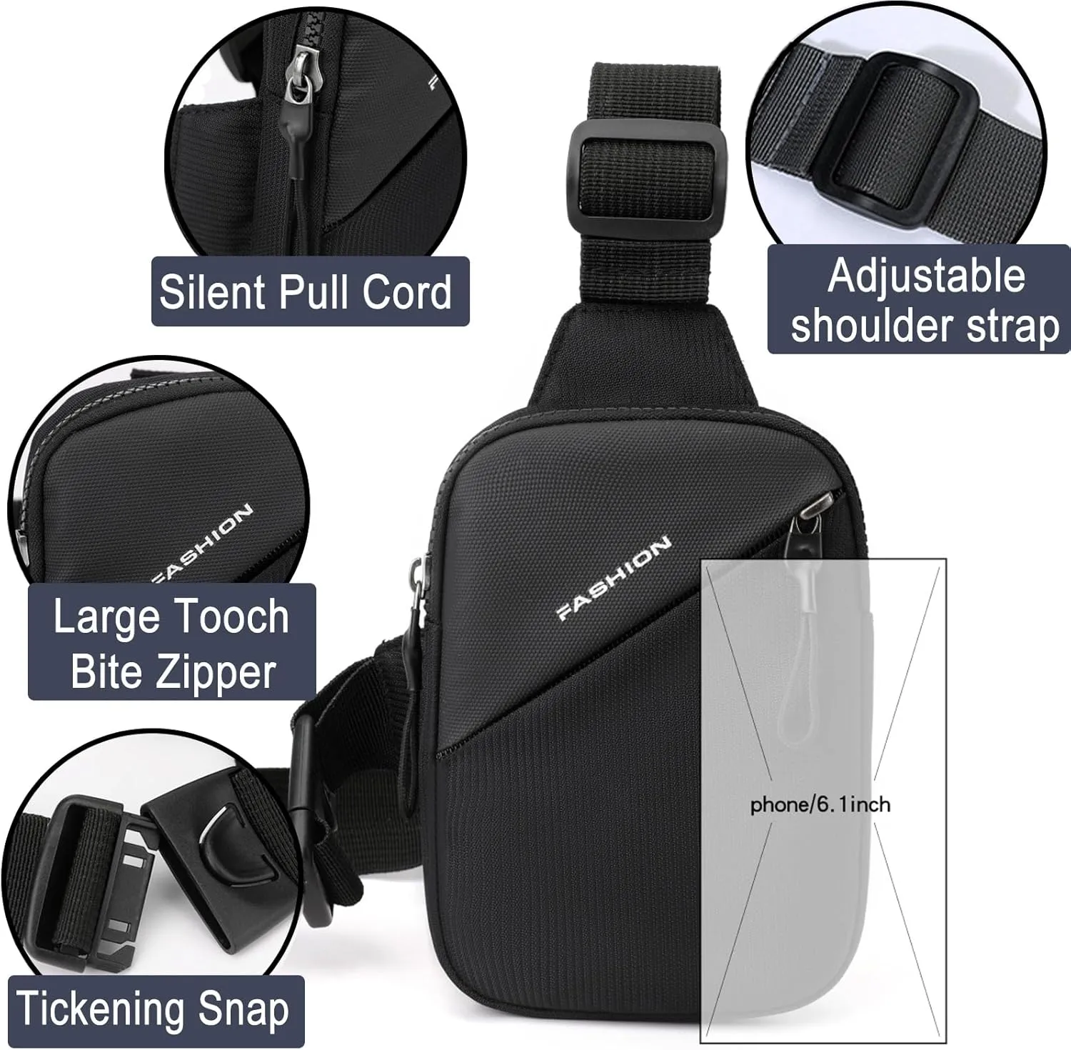 Mini Sling Bag Men Small Crossbody Bag Women Fanny Packs Casual Phone Chest Bag Waterproof Slim Personal Pocket Bag Backpack for Travel Hiking
