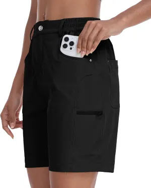 MoFiz Womens Golf Shorts 7" Quick Dry Hiking Shorts Lightweight Bermuda Shorts for Women with Pockets