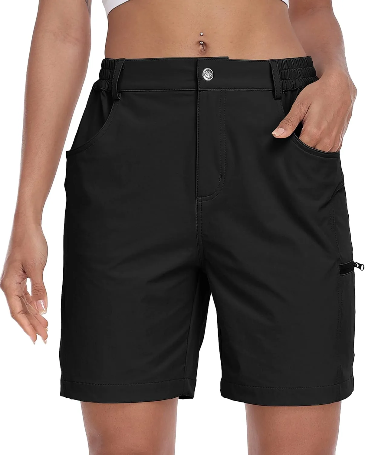 MoFiz Womens Golf Shorts 7" Quick Dry Hiking Shorts Lightweight Bermuda Shorts for Women with Pockets