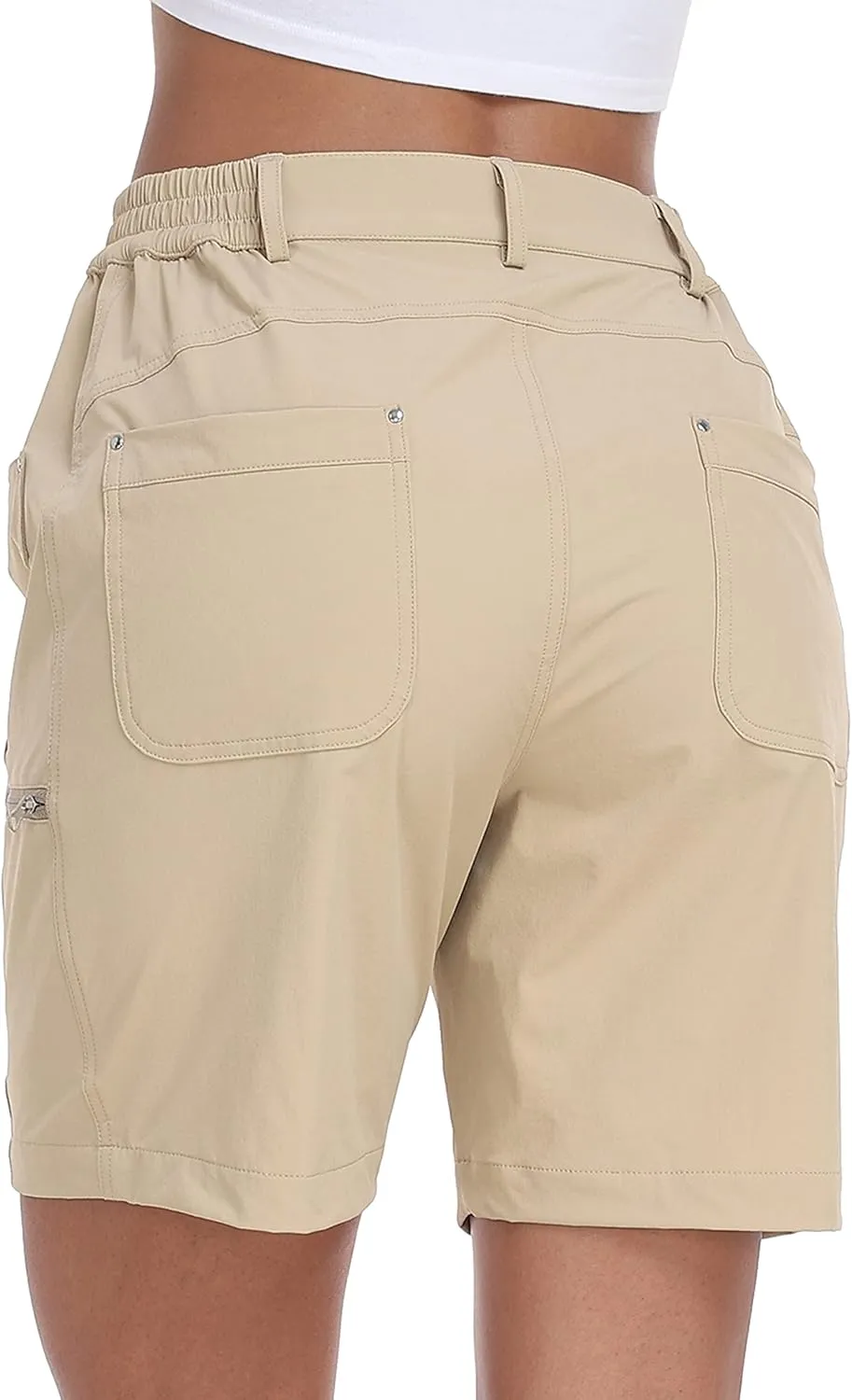 MoFiz Womens Golf Shorts 7" Quick Dry Hiking Shorts Lightweight Bermuda Shorts for Women with Pockets