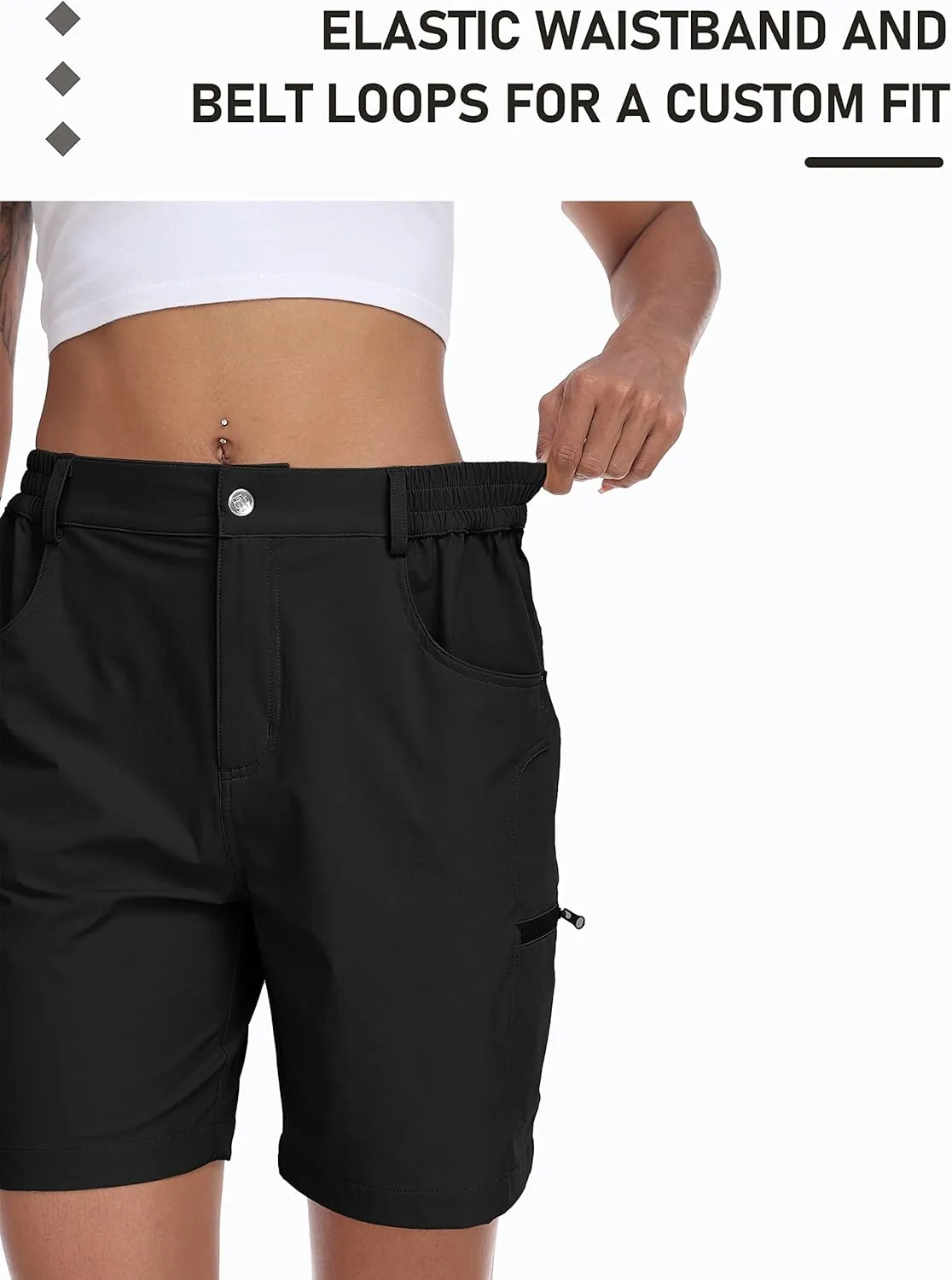 MoFiz Womens Golf Shorts 7" Quick Dry Hiking Shorts Lightweight Bermuda Shorts for Women with Pockets