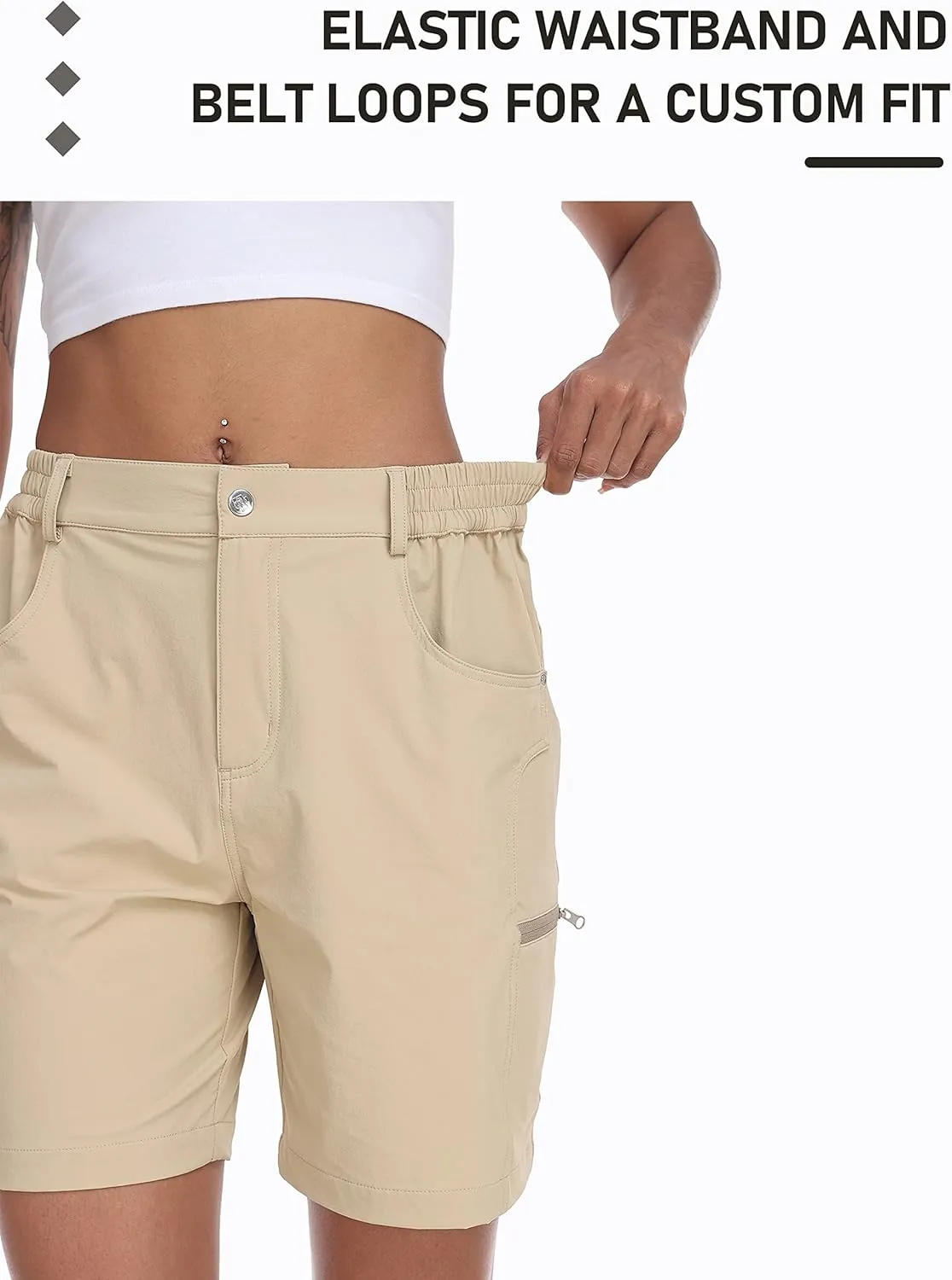 MoFiz Womens Golf Shorts 7" Quick Dry Hiking Shorts Lightweight Bermuda Shorts for Women with Pockets