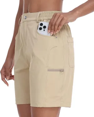 MoFiz Womens Golf Shorts 7" Quick Dry Hiking Shorts Lightweight Bermuda Shorts for Women with Pockets