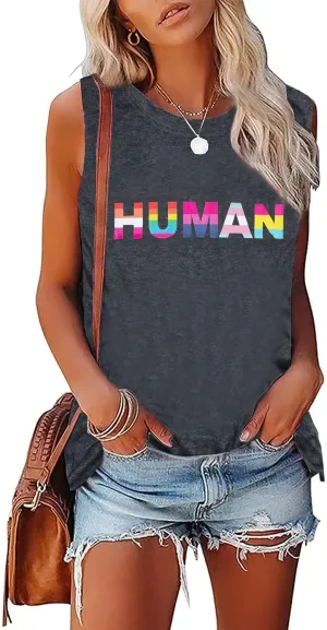 MOUSYA Pride Tank Tops Women Rainbow Tank Pride Gay Shirts Lesbian Pride Tank Top