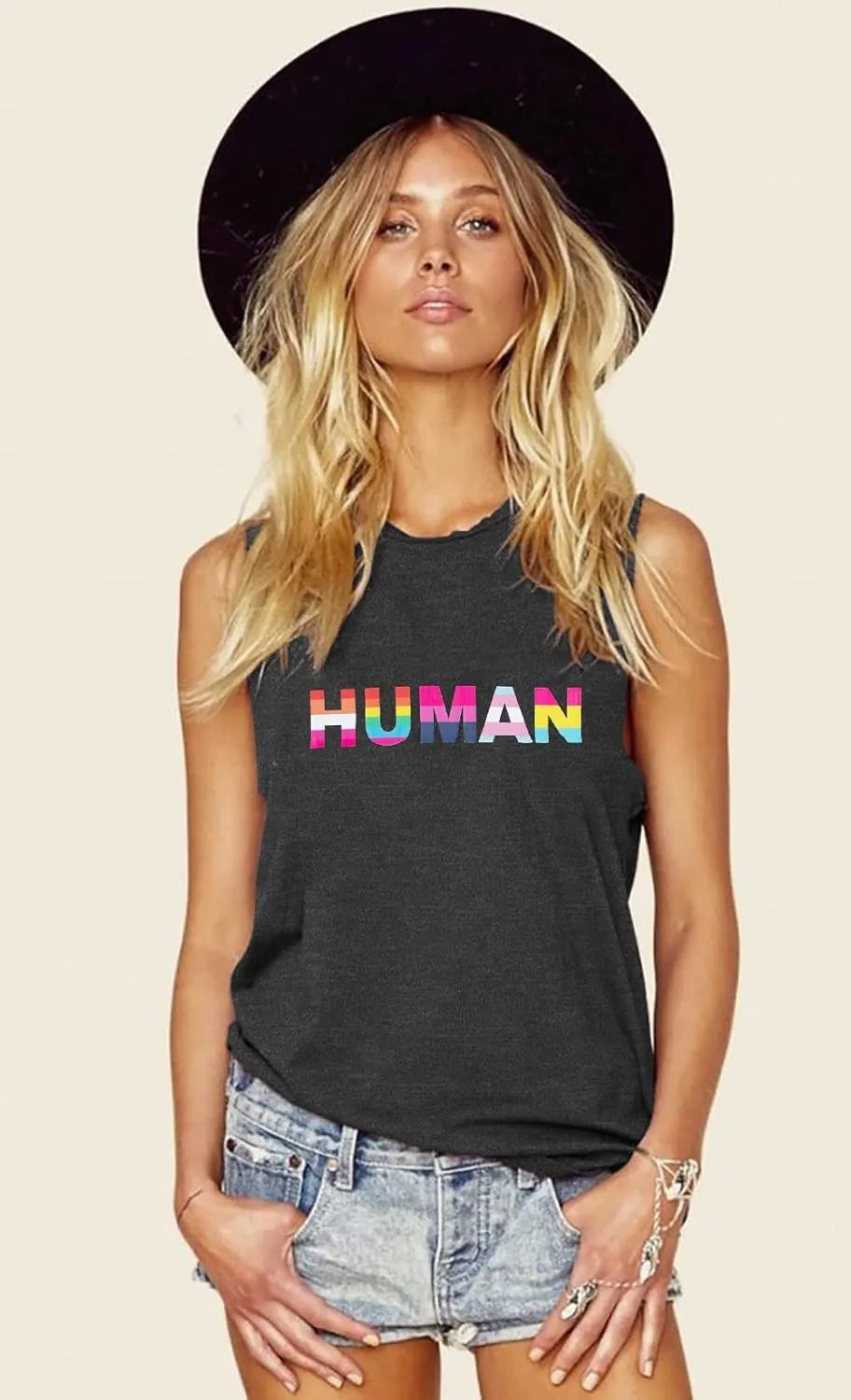 MOUSYA Pride Tank Tops Women Rainbow Tank Pride Gay Shirts Lesbian Pride Tank Top