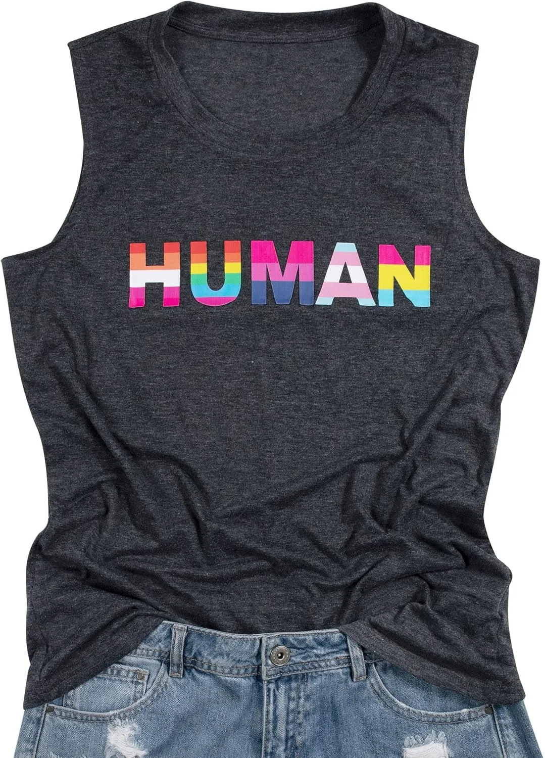 MOUSYA Pride Tank Tops Women Rainbow Tank Pride Gay Shirts Lesbian Pride Tank Top