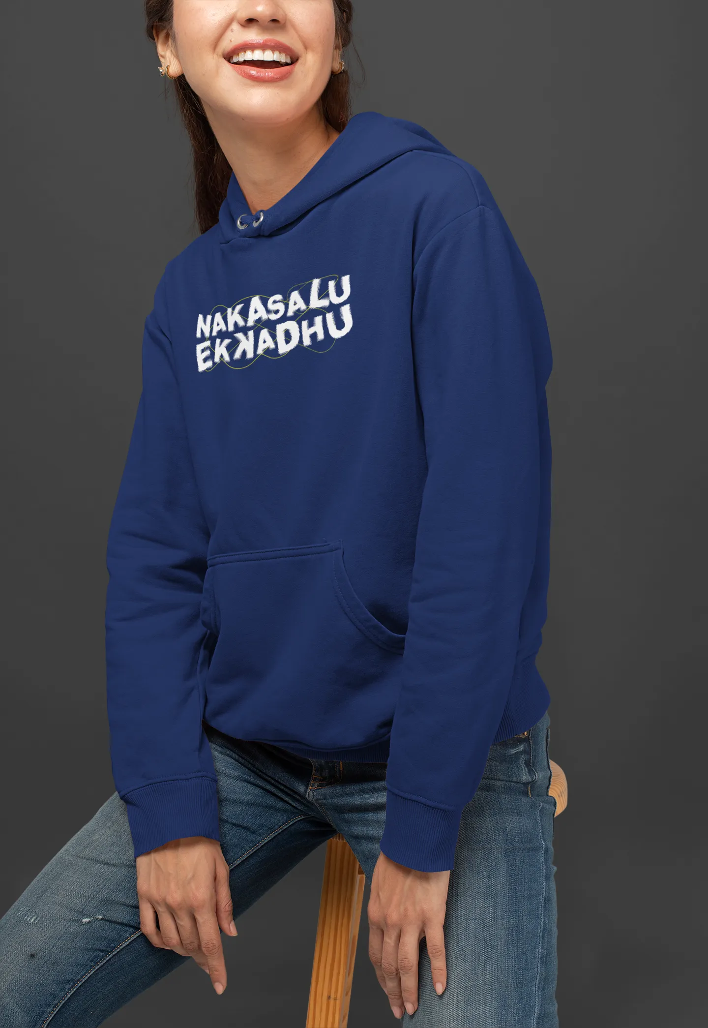 Nakasalu Ekkadhu Unisex Hoodie Navy Blue