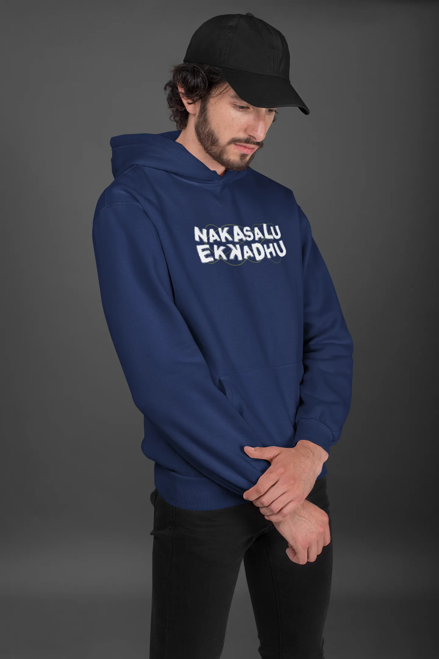 Nakasalu Ekkadhu Unisex Hoodie Navy Blue