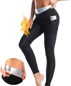 Nano Hertz Sauna Sweat Suit Weight Loss Shapewear Shorts Pockets Waist Trainer Body Sweatsuit Exercise Fitness Gym Women Girl