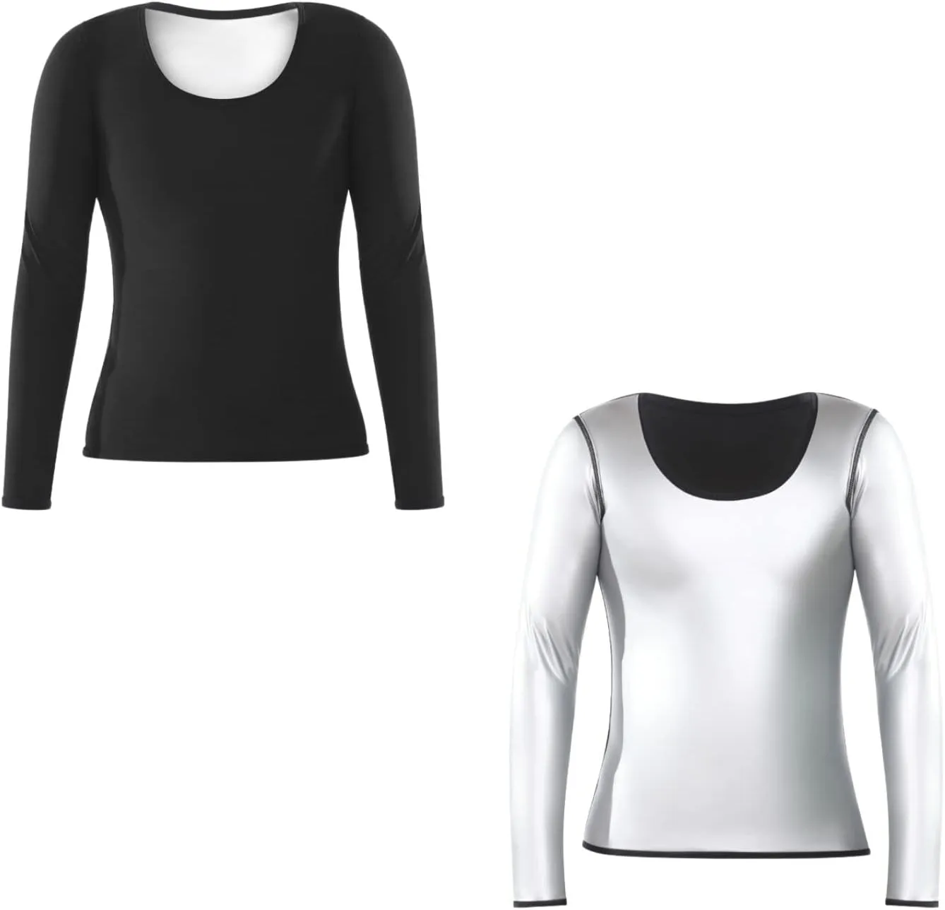 Nano Hertz Sauna Sweat Suit Weight Loss Shapewear Top Trainer Workout Body Shaper Sweatsuit Long Sleeve Shirt Women