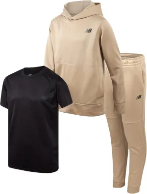 New Balance Boys Joggers Set - 3 Piece Performance Fleece Hoodie, Jogger Pants, and Graphic Tee for Toddlers and Boys (2T-12)