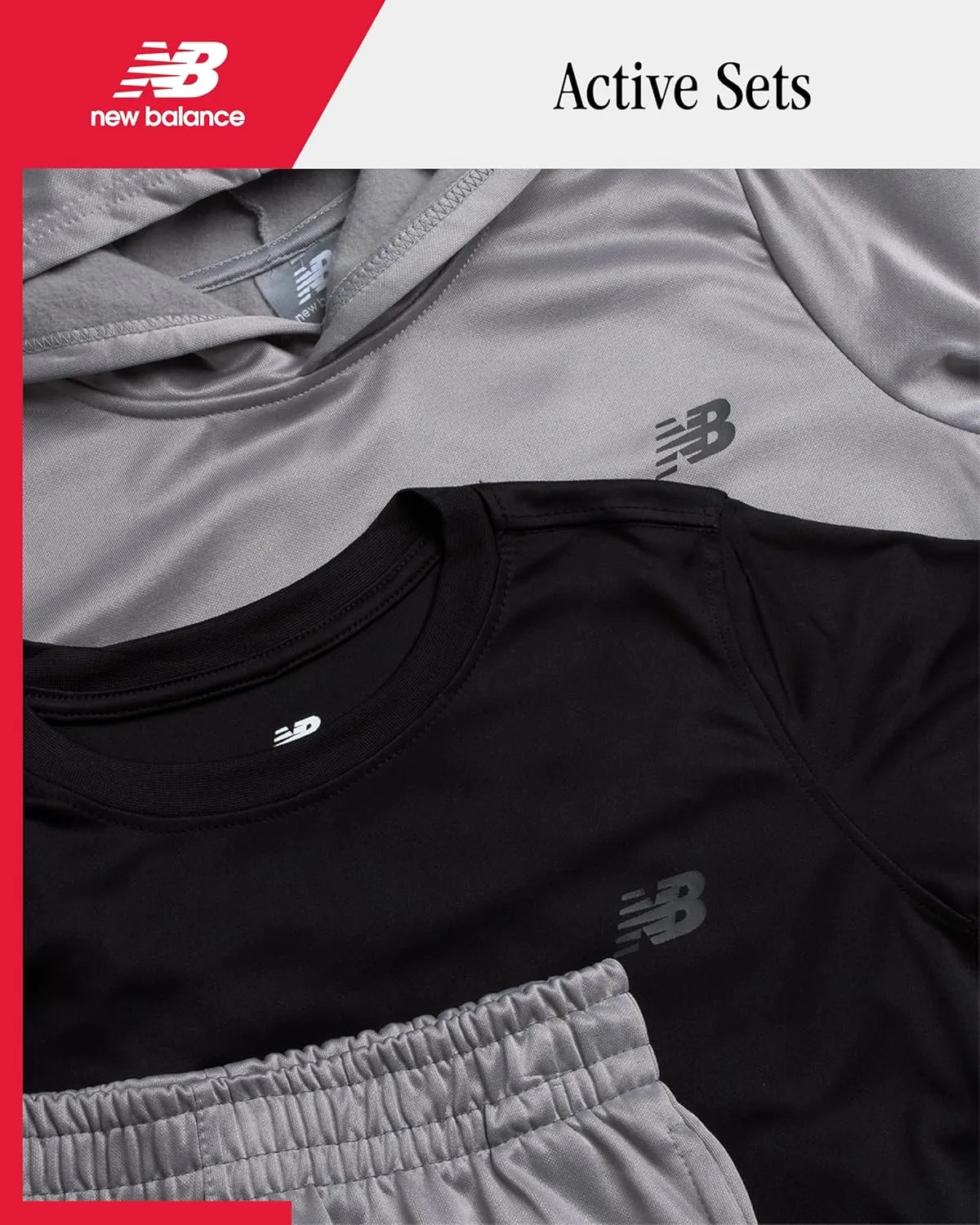 New Balance Boys Joggers Set - 3 Piece Performance Fleece Hoodie, Jogger Pants, and Graphic Tee for Toddlers and Boys (2T-12)