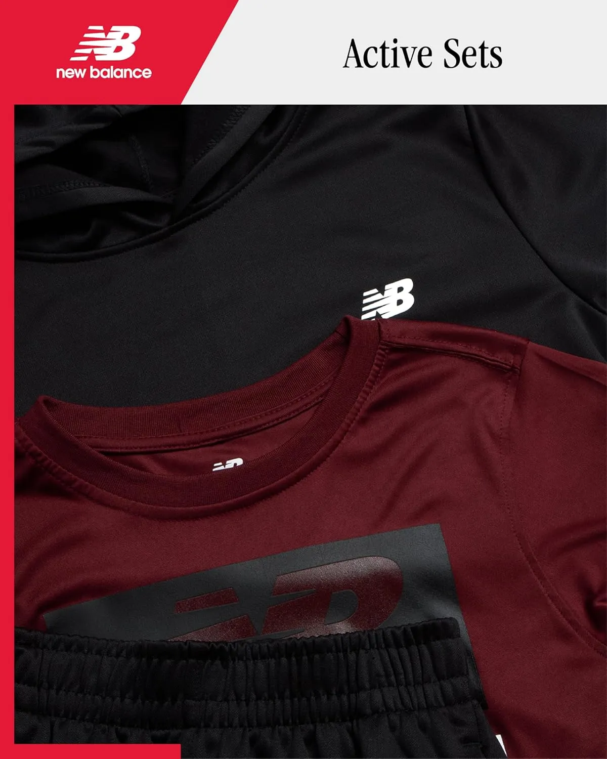 New Balance Boys Joggers Set - 3 Piece Performance Fleece Hoodie, Jogger Pants, and Graphic Tee for Toddlers and Boys (2T-12)