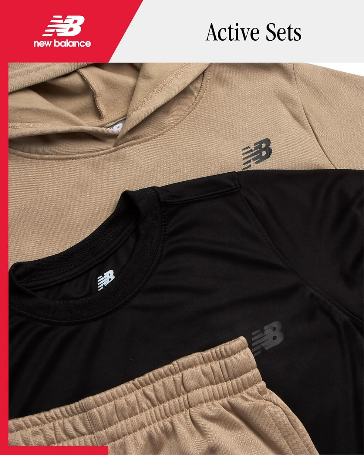 New Balance Boys Joggers Set - 3 Piece Performance Fleece Hoodie, Jogger Pants, and Graphic Tee for Toddlers and Boys (2T-12)