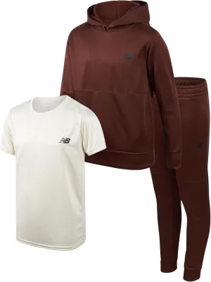 New Balance Boys Joggers Set - 3 Piece Performance Fleece Hoodie, Jogger Pants, and Graphic Tee for Toddlers and Boys (2T-12)