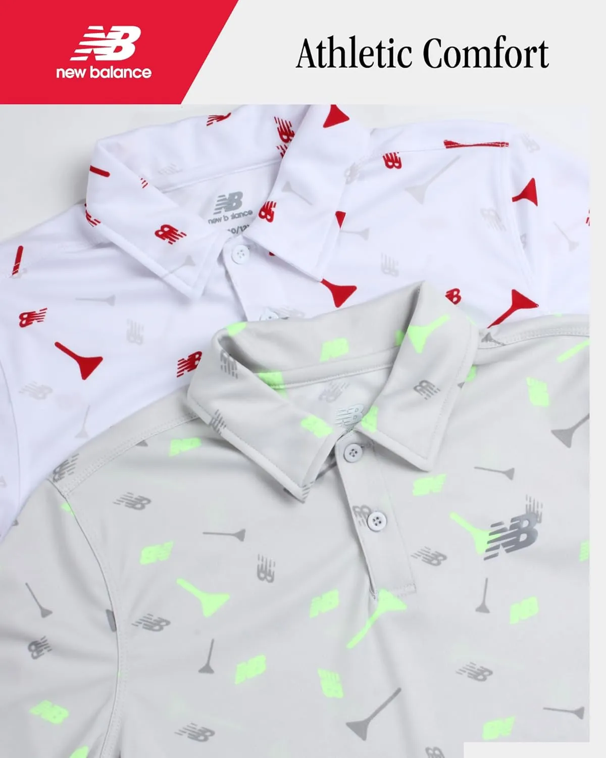 New Balance Boys Polo Shirt - 2 Pack Short Sleeve Performance Golf Shirt, Dry Fit Athletic Collared Tee (Sizes: 8-20)