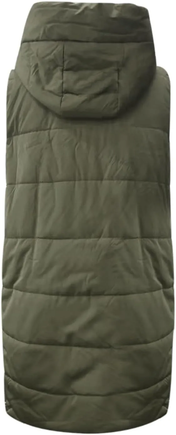 New Ladies Fashion Casual Padded Jacket Solid Color Hooded Slim Vest Temperament Sleeveless Cardigan Long Coat