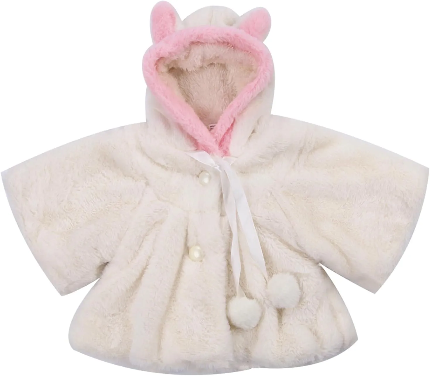 Newborn Infant Baby Girl Faux Fur Cape Cute Bunny Ear Hooded Cloak Coat Jacket Thick Warm Clothes Cardigan Outwear