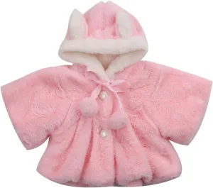 Newborn Infant Baby Girl Faux Fur Cape Cute Bunny Ear Hooded Cloak Coat Jacket Thick Warm Clothes Cardigan Outwear
