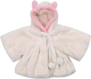 Newborn Infant Baby Girl Faux Fur Cape Cute Bunny Ear Hooded Cloak Coat Jacket Thick Warm Clothes Cardigan Outwear