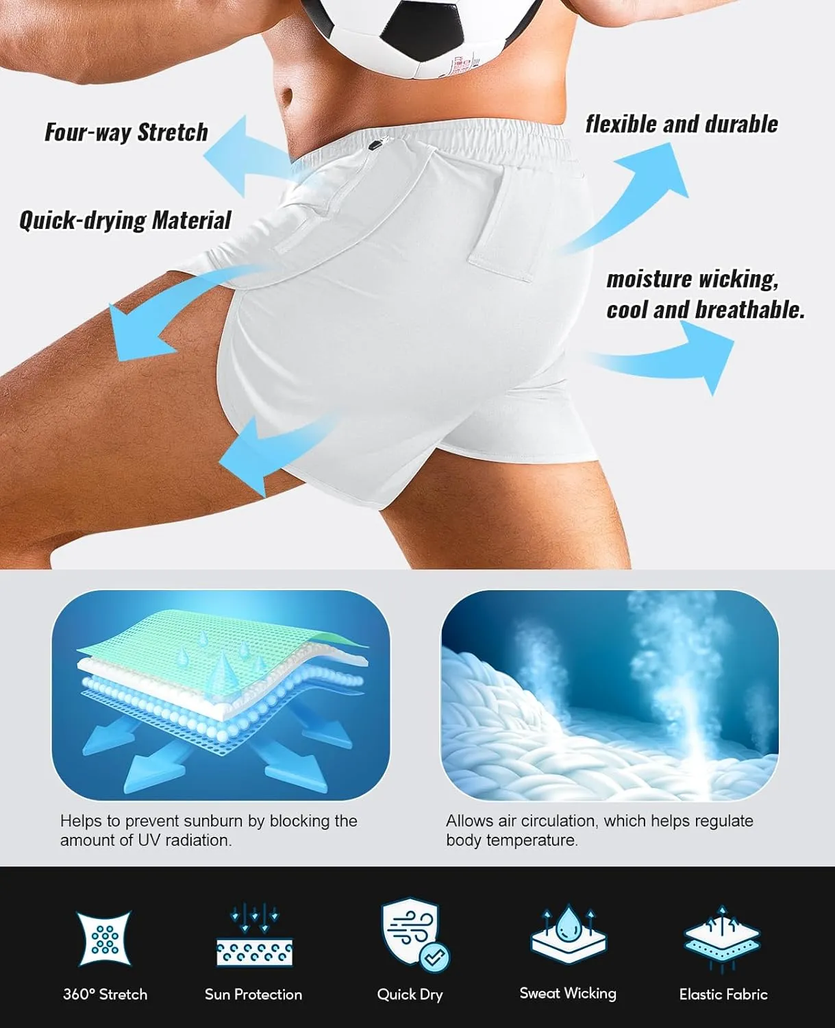 Niksa Mens Running Shorts 3" Workout Athletic Shorts with Zipper Pockets Lightweight Quick Dry Gym Shorts