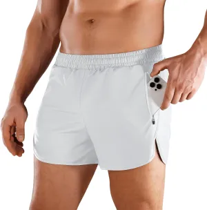 Niksa Mens Running Shorts 3" Workout Athletic Shorts with Zipper Pockets Lightweight Quick Dry Gym Shorts