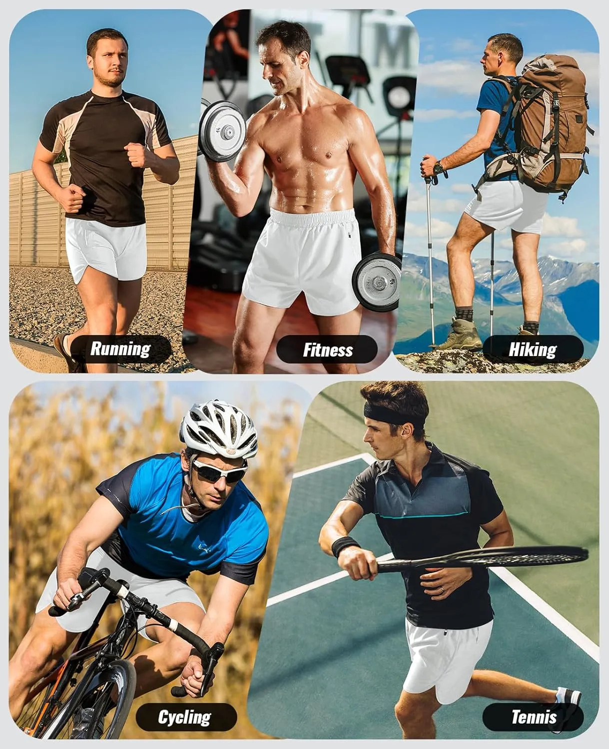 Niksa Mens Running Shorts 3" Workout Athletic Shorts with Zipper Pockets Lightweight Quick Dry Gym Shorts