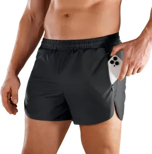Niksa Mens Running Shorts 3" Workout Athletic Shorts with Zipper Pockets Lightweight Quick Dry Gym Shorts