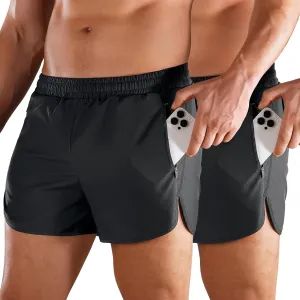 Niksa Mens Running Shorts 3" Workout Athletic Shorts with Zipper Pockets Lightweight Quick Dry Gym Shorts