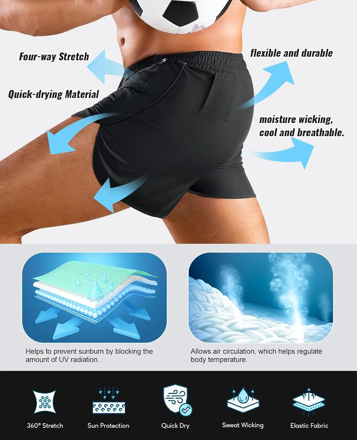 Niksa Mens Running Shorts 3" Workout Athletic Shorts with Zipper Pockets Lightweight Quick Dry Gym Shorts