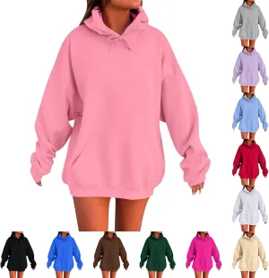 NREALY Womens Oversized Hoodies Striped Plus Size Sweatshirts Long Sleeve Sweaters Pullover Fall Clothes with Pocket