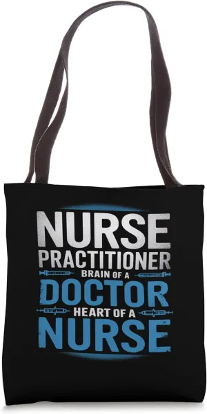 Nurse Practitioner Brain Of A Doctor Heart Of A Nurse Mens Tote Bag