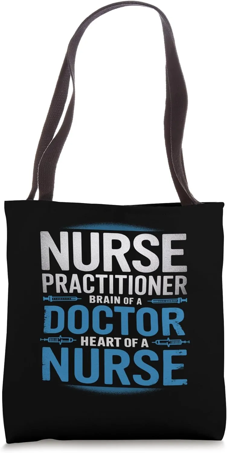 Nurse Practitioner Brain Of A Doctor Heart Of A Nurse Mens Tote Bag