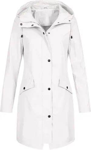 Open Front Belted Long Jacket Hooded Solid Women Coat Rain Raincoat Women'S Coat Trench Coats for Women Peacoat