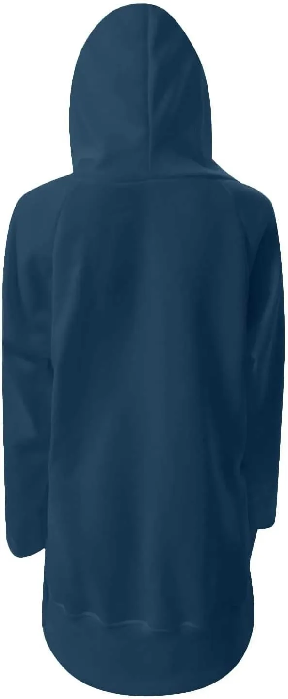 Oversized Hoodie Dress for Women Casual Drawstring Long Warmy Sweatshirt with Pockets Fashion Split Hem Long Sleeve