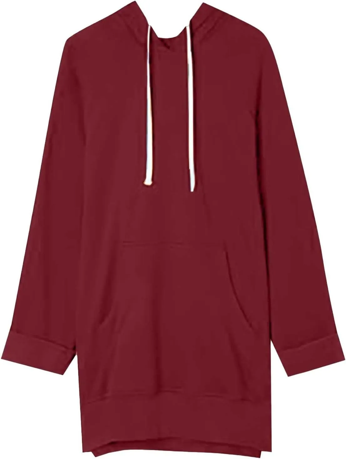 Oversized Hoodie Dress for Womens Hoodies Plus Size Casual Crewneck Long Sleeve Split Hem Pullover with Pockets