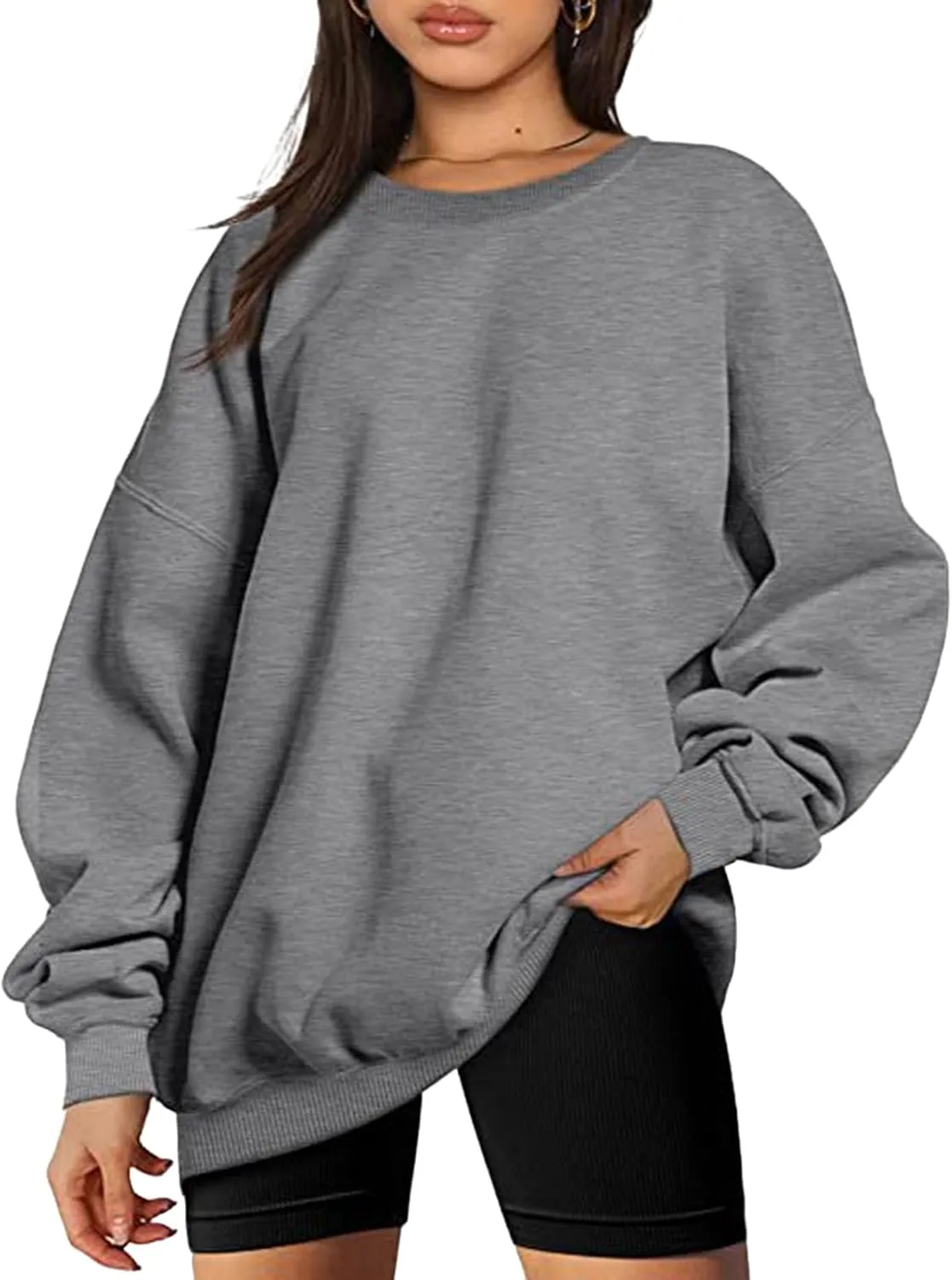 Oversized Sweatshirts for Women Hoodies Crewneck Fall Outfits Long Sleeve Fleece Pullover Casual Lightweight Tops