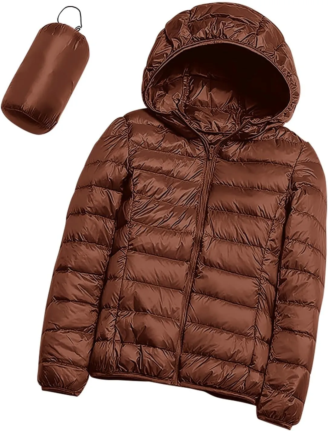 Packable Puffer Jacket for Women Lightweight Down Coat Full-Zip Quilted Jackets Water-Resistant Warm Outwear