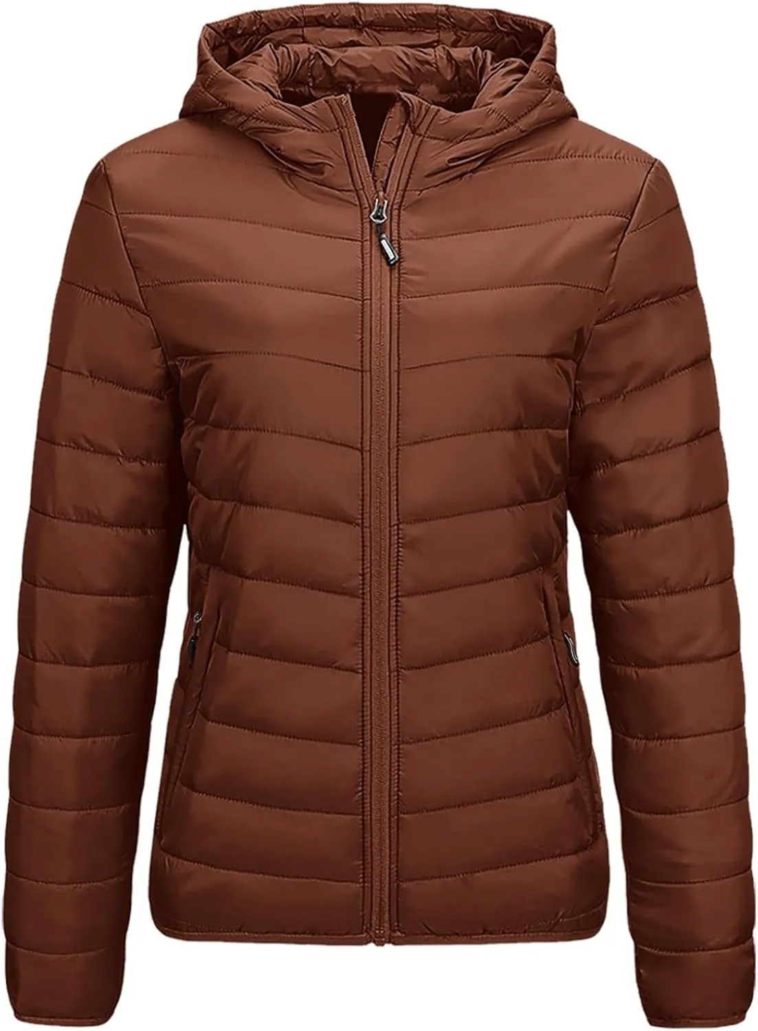 Packable Puffer Jacket for Women Lightweight Down Coat Full-Zip Quilted Jackets Water-Resistant Warm Outwear