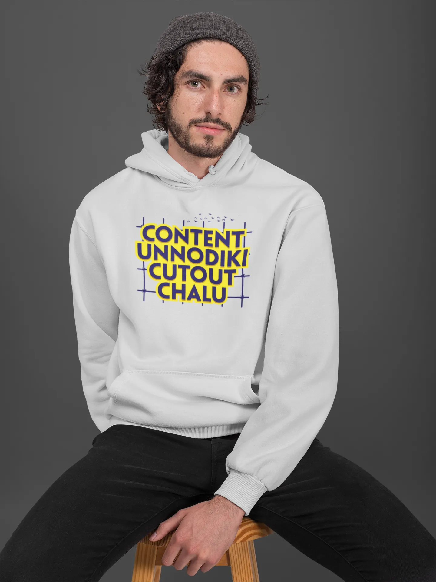 Pawan kalyan- Content unodiki cutout chalu Unisex Hoodie White