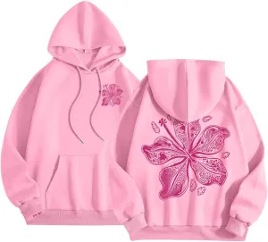 Pink Graphic Hoodie for Women Cute Preppy Sweatshirt Long Sleeve Pink Puff Graphic Pullover for Teen Girls