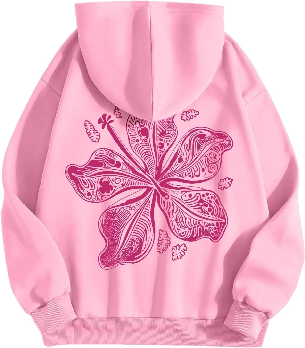 Pink Graphic Hoodie for Women Cute Preppy Sweatshirt Long Sleeve Pink Puff Graphic Pullover for Teen Girls