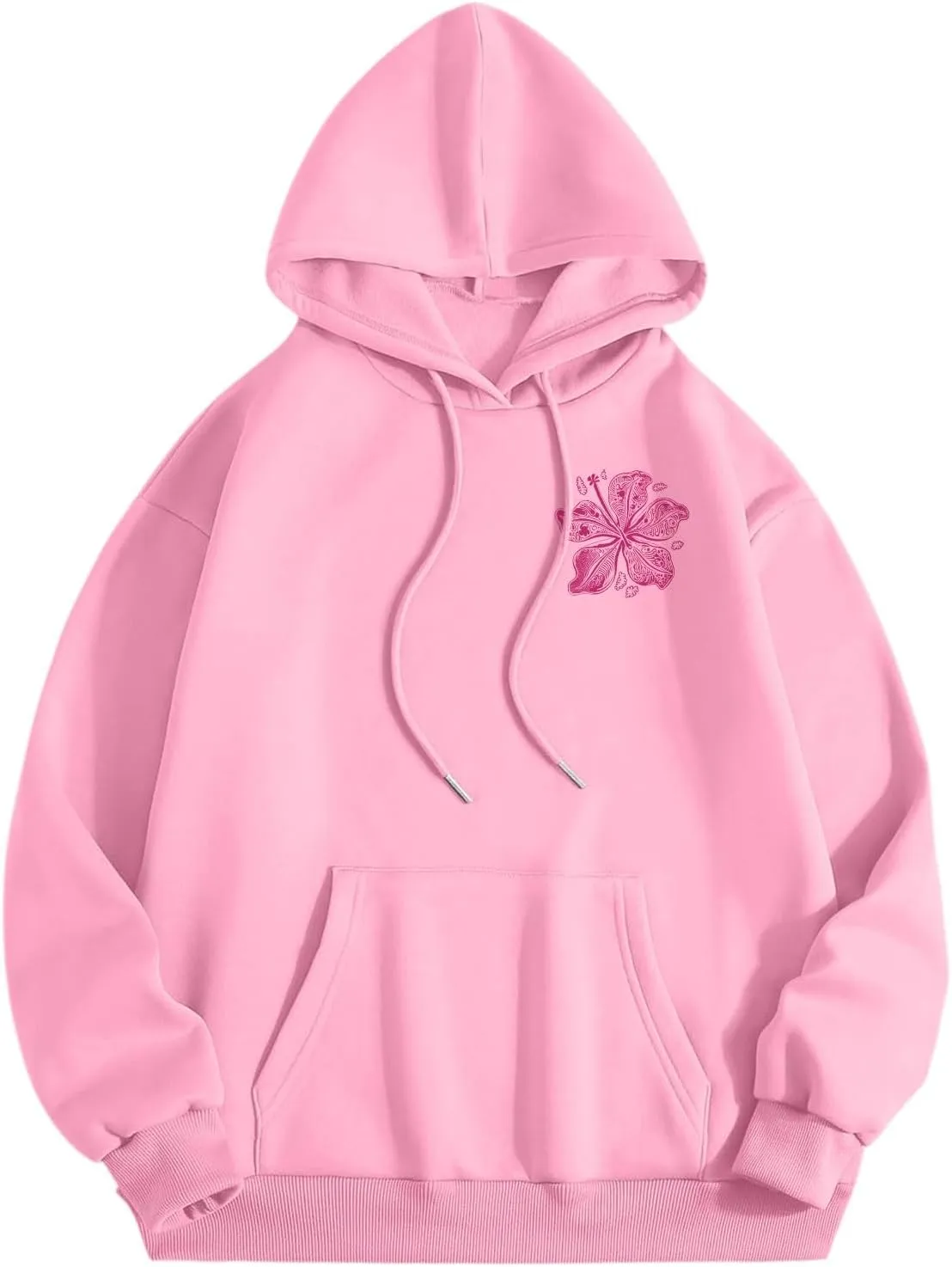 Pink Graphic Hoodie for Women Cute Preppy Sweatshirt Long Sleeve Pink Puff Graphic Pullover for Teen Girls