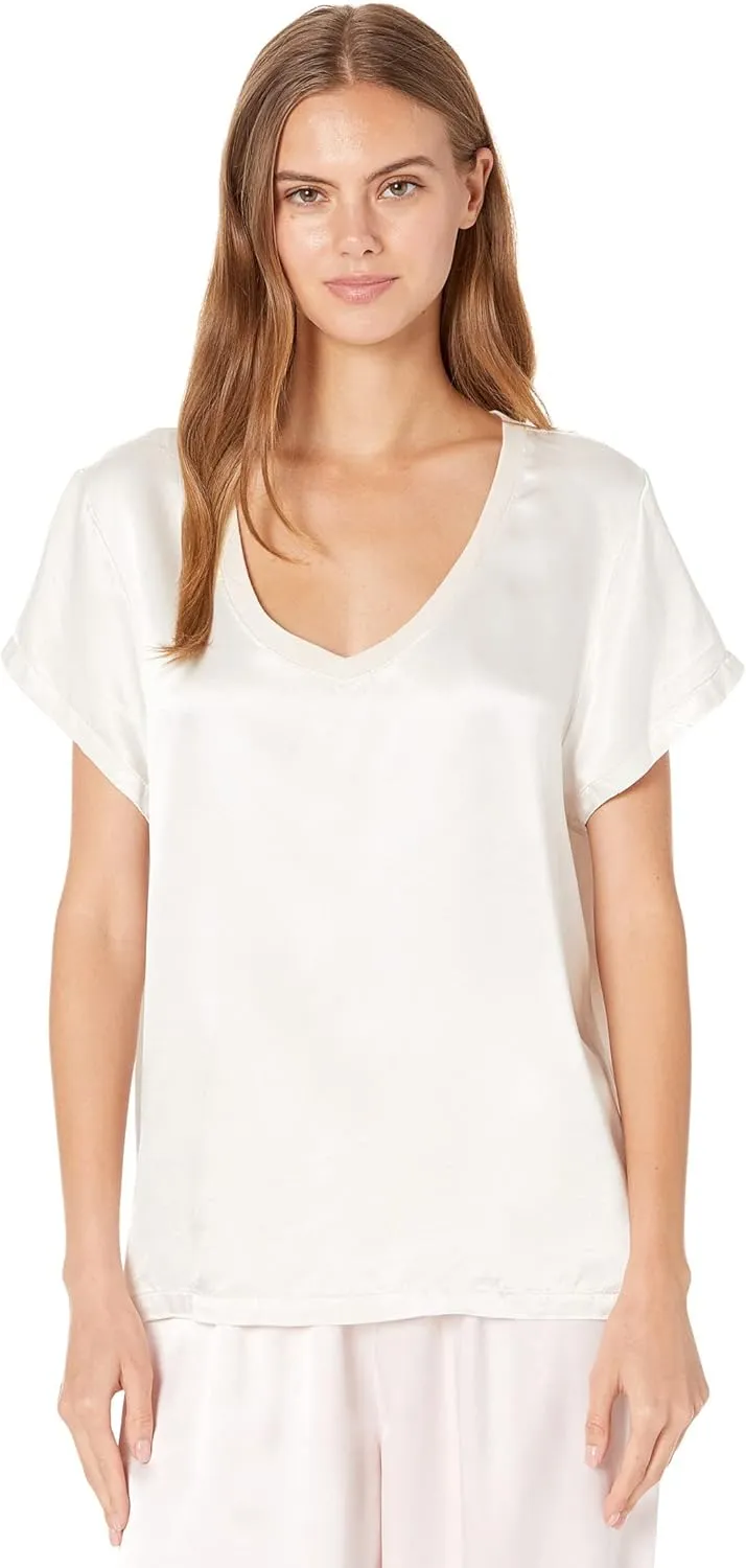 PJ Harlow Satin V-Neck Tee