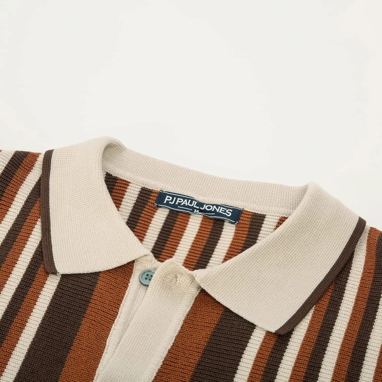 PJ PAUL JONES Men's Polo Shirts Retro Knit Shirt Vintage Striped Shirt