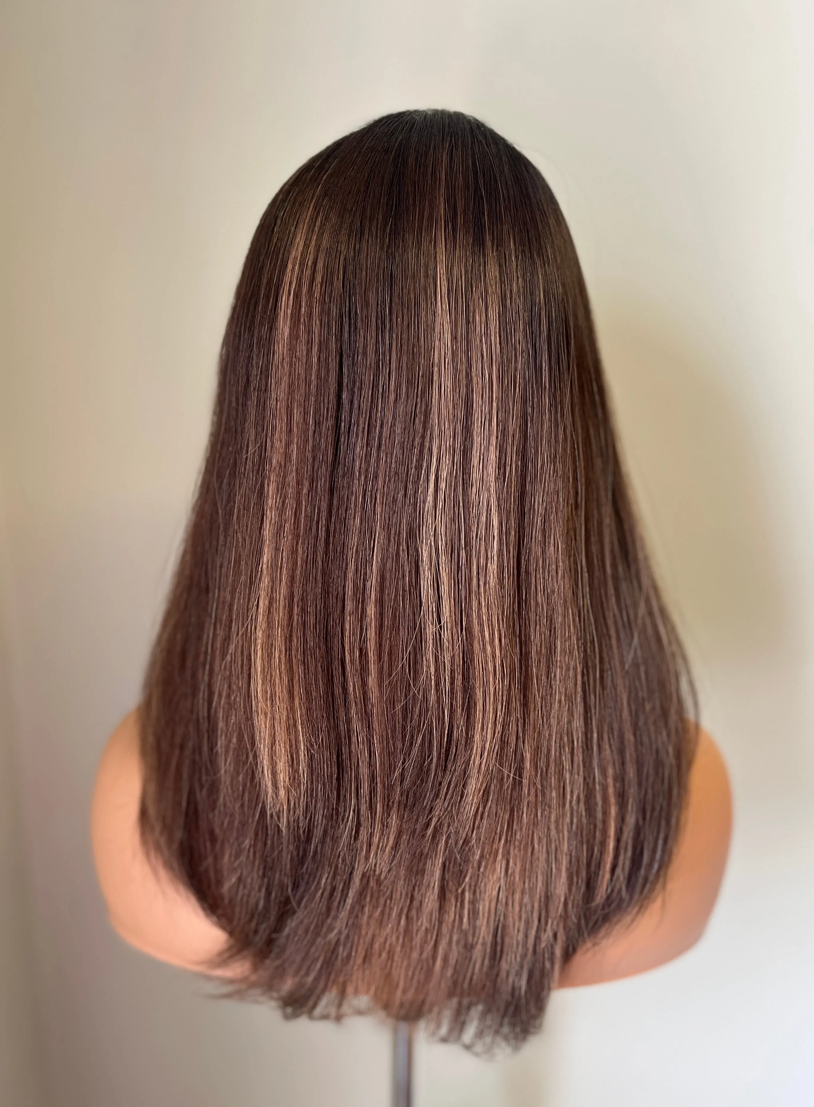 Preloved, Madison Wigs, Fara topper | Human hair | Brown with dark root | 9x9" base | 20" length