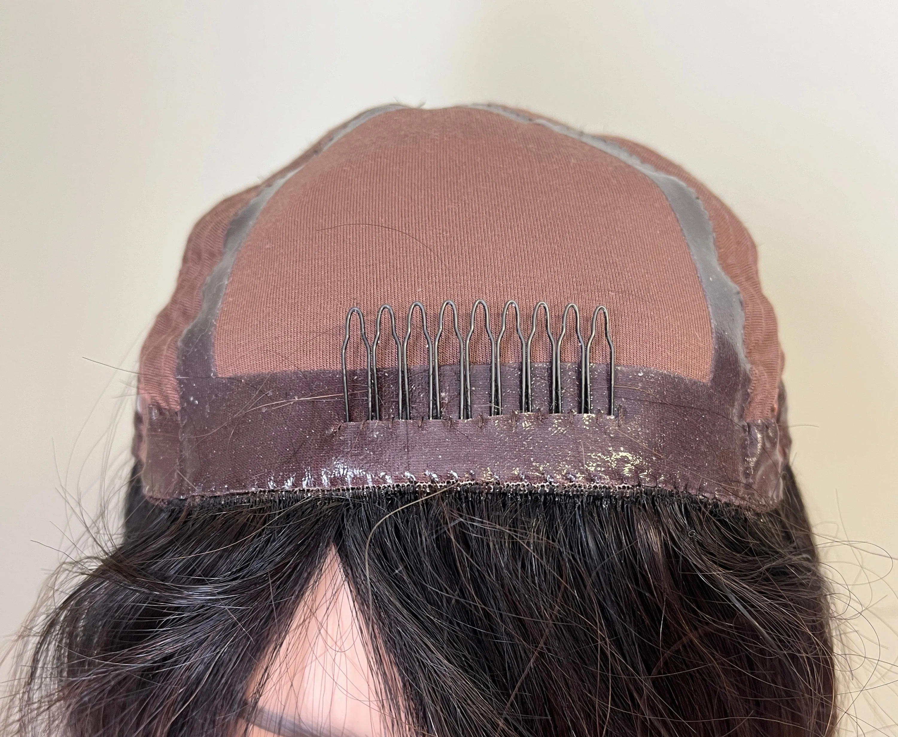 Preloved, Madison Wigs, Fara topper | Human hair | Brown with dark root | 9x9" base | 20" length