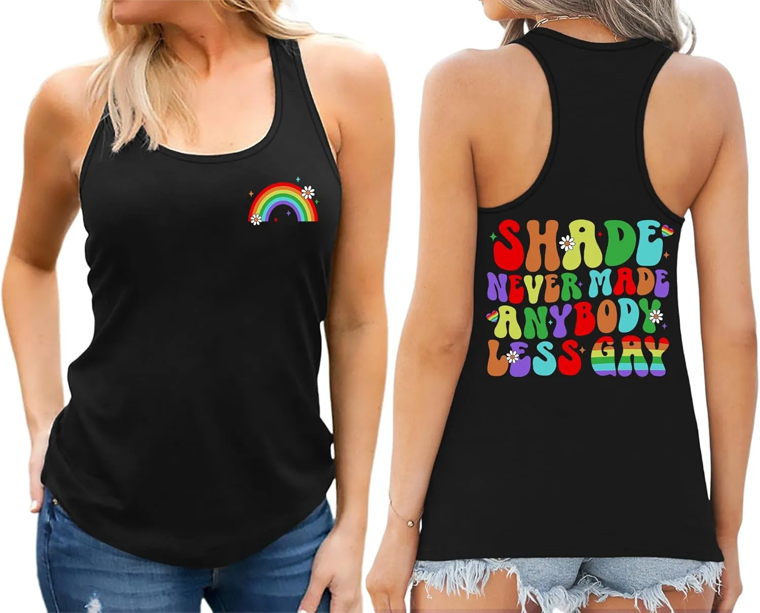 Pride Tank Top for Women LGBT Rainbow Flag Shirt Love Heart Graphic Tee Lesbian Gay Pride Sleeveless Vest