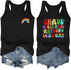 Pride Tank Top for Women LGBT Rainbow Flag Shirt Love Heart Graphic Tee Lesbian Gay Pride Sleeveless Vest
